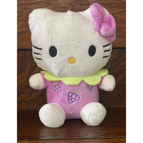 NWOT 8" Purple Grapes PLUSH HELLO KITTY Stuffed Animal Doll Toy Cat 3+ - Picture 5 of 8